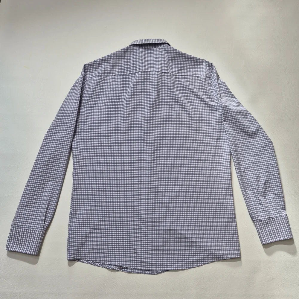 Peter Millar Shirt Purple Blue Plaid Flex Finish Long Sleeve Button Front Mens M - Picture 6 of 7